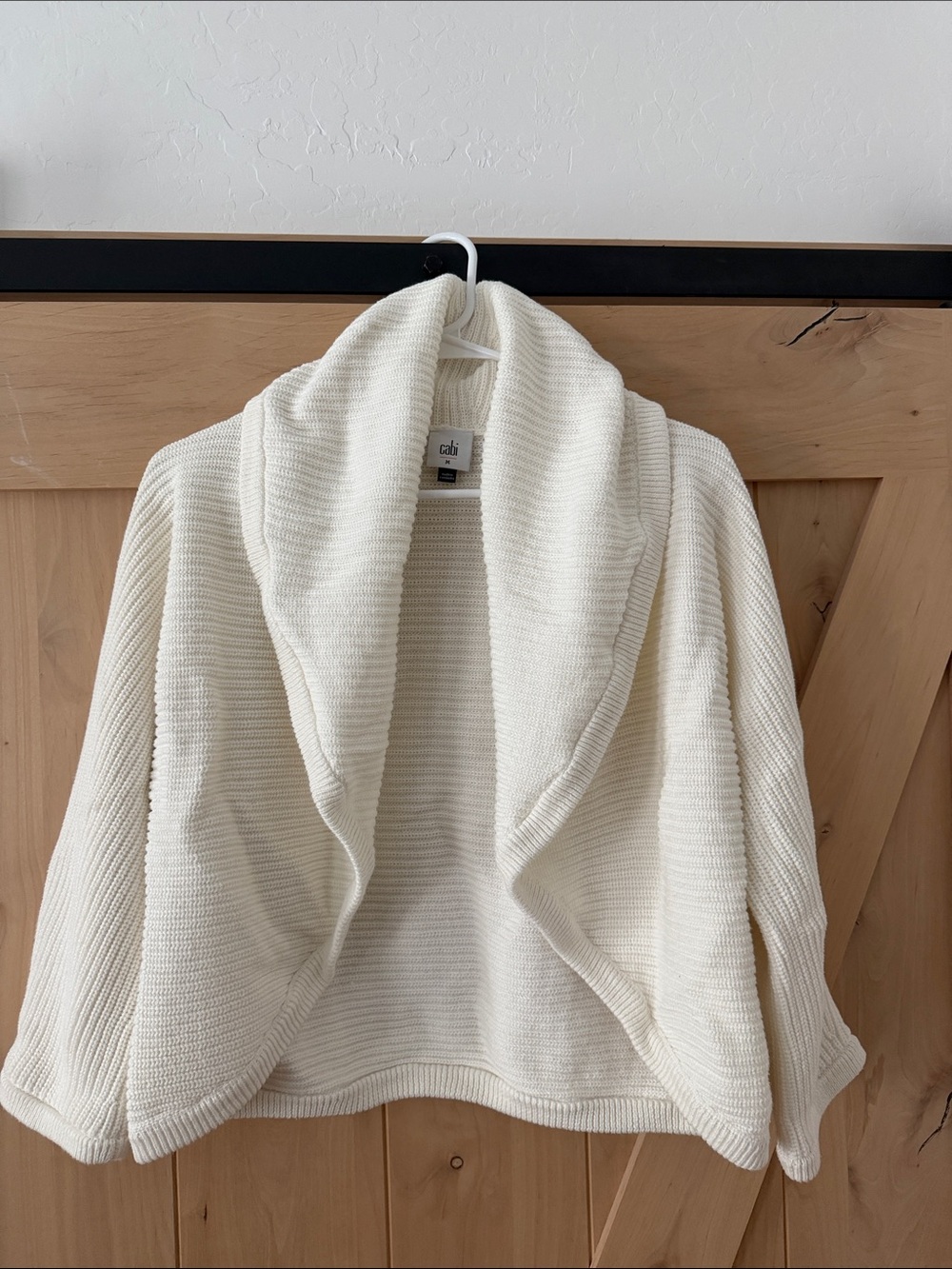 CAbi Cream Open-Front Shawl Collar Cardigan